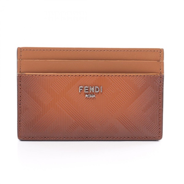 FENDI FF logo Card Case holder 7M0347ARANF0NMU canvas leather Brown tan