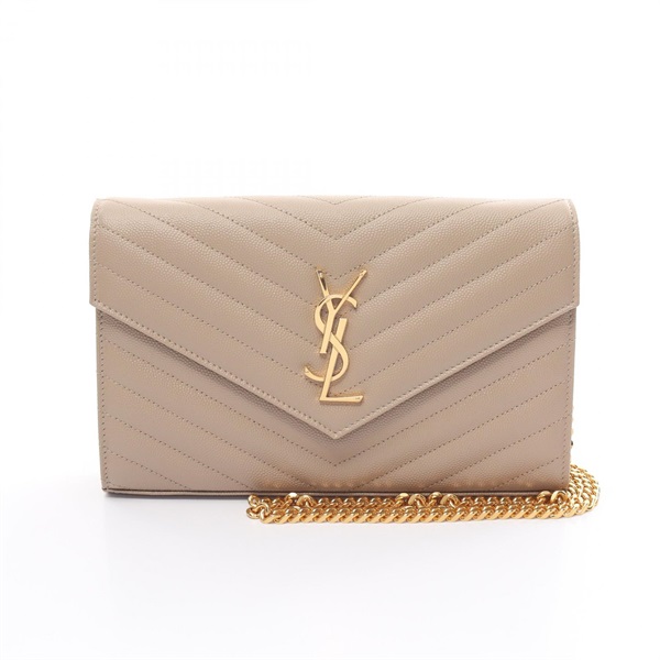 SAINT LAURENT Cassandra Classic Shoulder Bag 377828BOW012721 leather Beige NEW