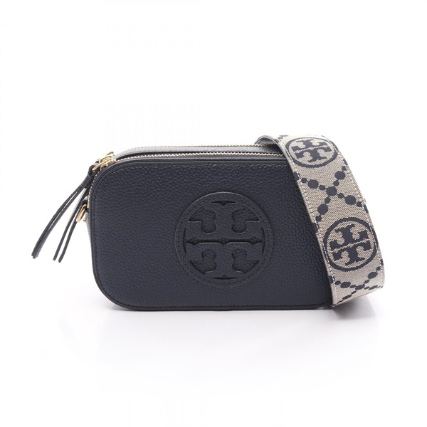Tory Burch Mirrored Mini Crossbody Shoulder Bag 150153405 leather Navy NEW Women