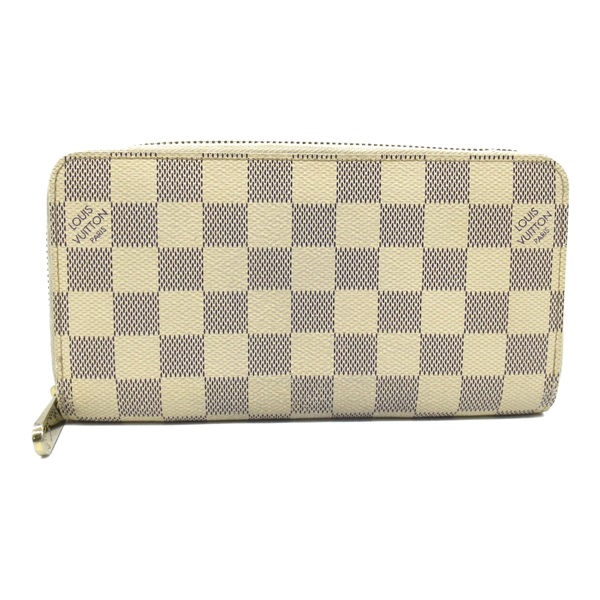 LOUIS VUITTON Zippy long wallet N60019 Damier Azur PVC coated canvas Beige Used