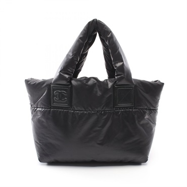 CHANEL Coco Cocoon PM Tote Hand Bag A47108 Nylon leather Black SHW Used Women