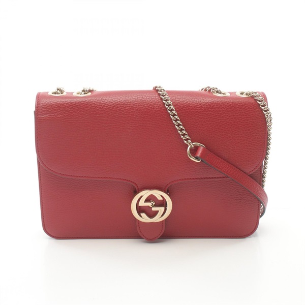 GUCCI Interlocking G Chain Shoulder Bag 510303 leather Red Used