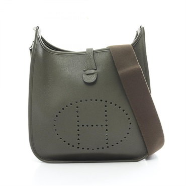HERMES Evelyne 3 Trois PM Shoulder Bag Taurillon Clemence SHW Vert Olive Used