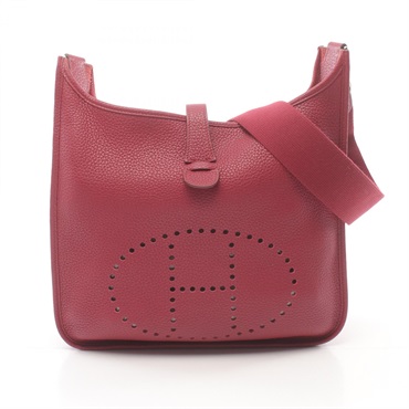 HERMES Evelyne 3 Trois GM Shoulder Bag Clemence leather Ruby Used Women R SHW