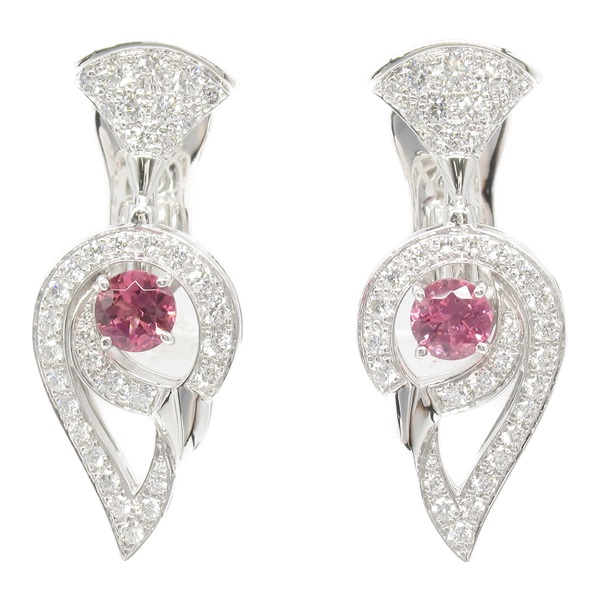 BVLGARI Diva Dream Tourmaline Pierced earrings K18 White Gold diamond pink Used