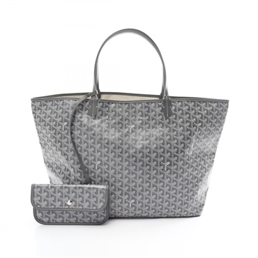 GOYARD Saint Louis GM Tote hand Bag PVC canvas leather Gray Used Women