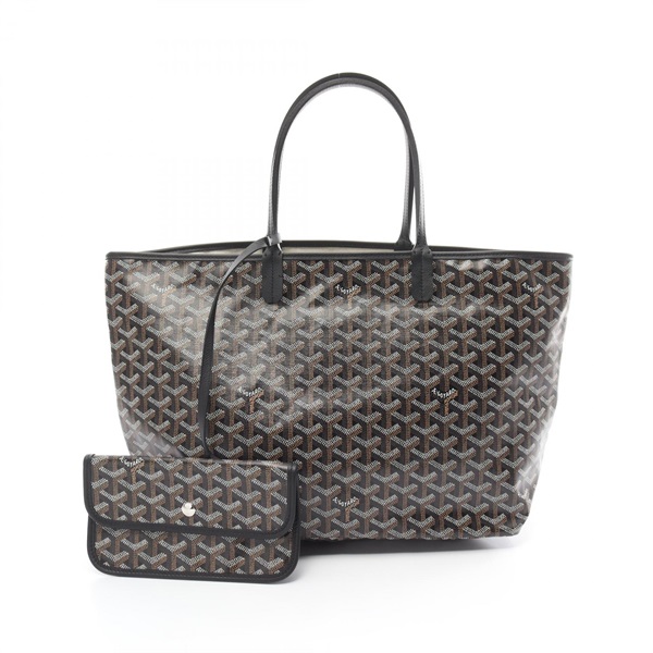 GOYARD Saint Louis PM Tote hand Bag PVC canvas leather Black Brown White Used