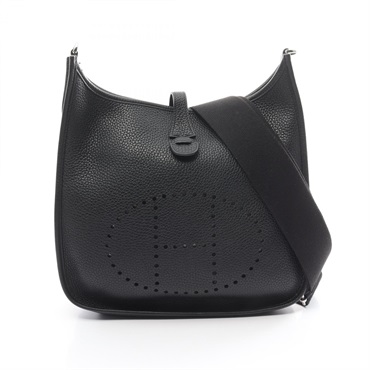 HERMES Evelyne 3 PM Shoulder crossbody Bag C Taurillon Clemence Black SHW