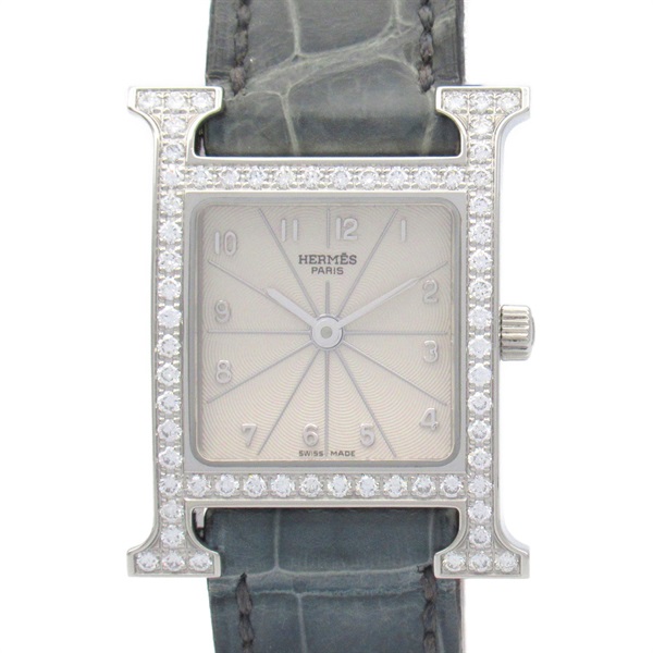 HERMES H watch diamond bezel Wrist Watch HH1.230 Quartz SS Used Women