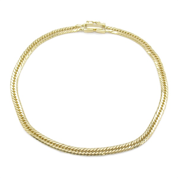 JEWELRY Triple 8 side flat link curb chain Anklet Bracelet 18KYG Gold Used