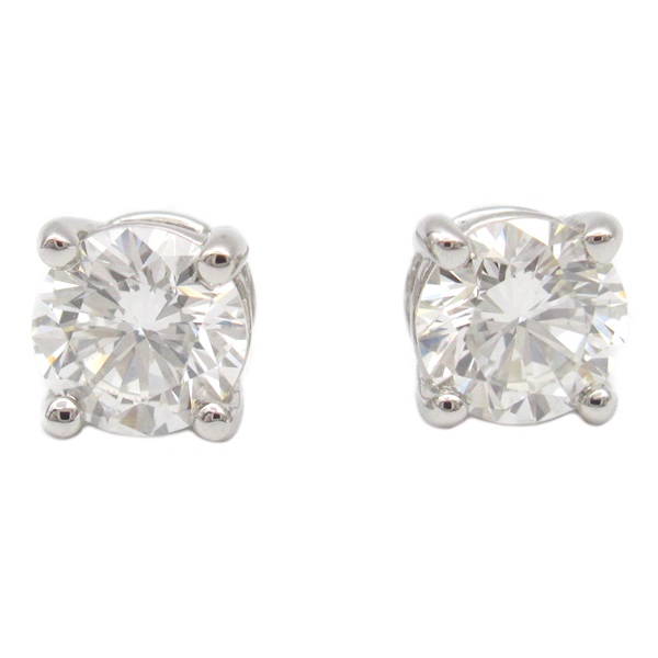 TIFFANY＆CO Solitaire Diamond Pierced Earrings Pt950 Platinum Used