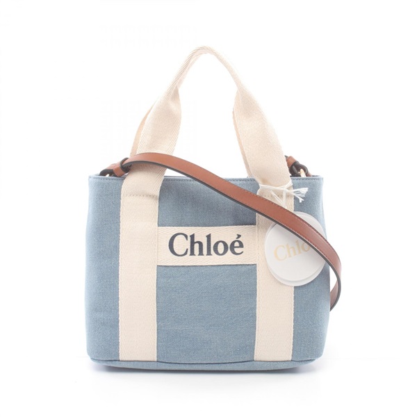 Chloe 2way Shoulder hand Bag C20046Z10 denim Blue White