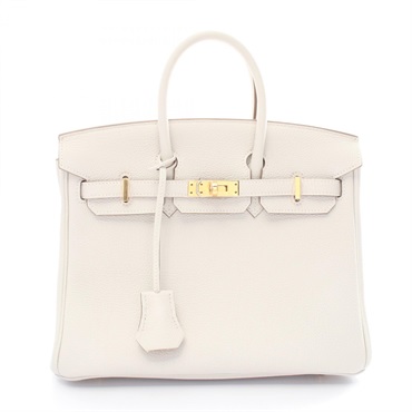 HERMES Birkin 25 Hand bag W 041344CC Togo leather mushroom GHW
