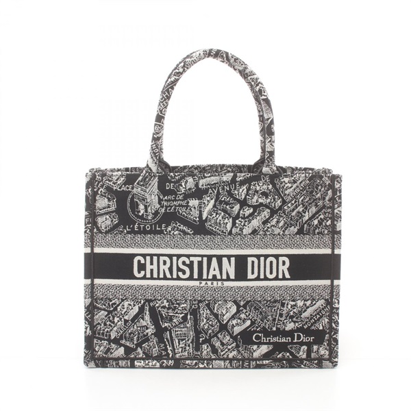 Christian Dior BOOK TOTE Medium Bag canvas Black White Used