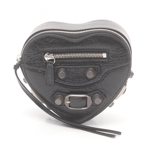 BALENCIAGA Pouch heart purse 7716741VG9Y1000 leather Black