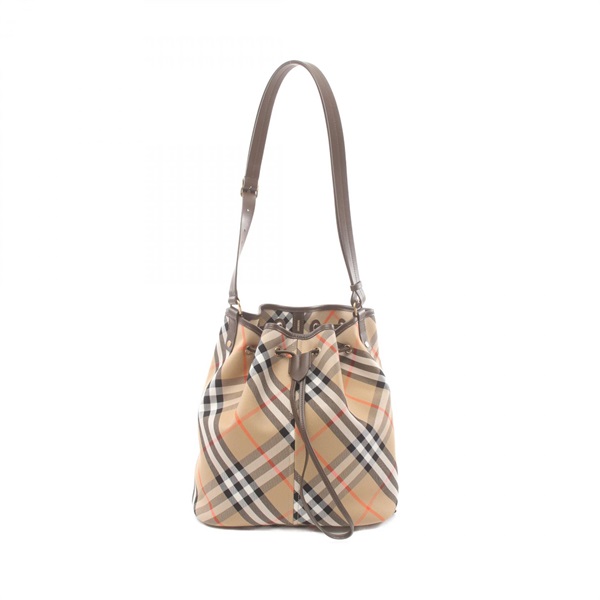 BURBERRY Vintage check drawstring Shoulder Bag 8093869 canvas leather Beige