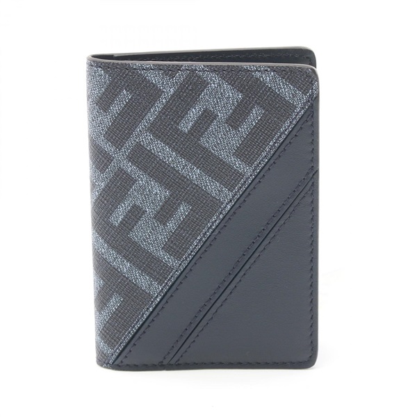 FENDI Diagonal Card Case 7M0349ASICF1O97 PVC coated canvas leather Navy NEW mens