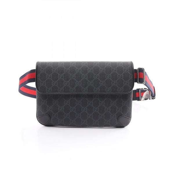 GUCCI GG Supreme Belt waist bum bag 792091FADJA1042 canvas leather Black Gray 1A