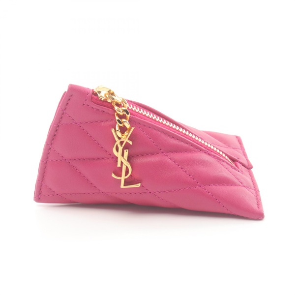 SAINT LAURENT Berlingo coin casepurse leather Pink Used