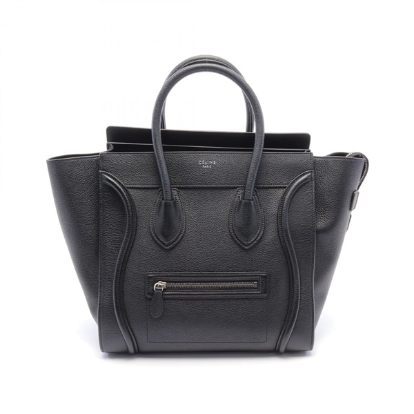 CELINE Luggage mini shopper Hand bag 165213 leather Black Used Women