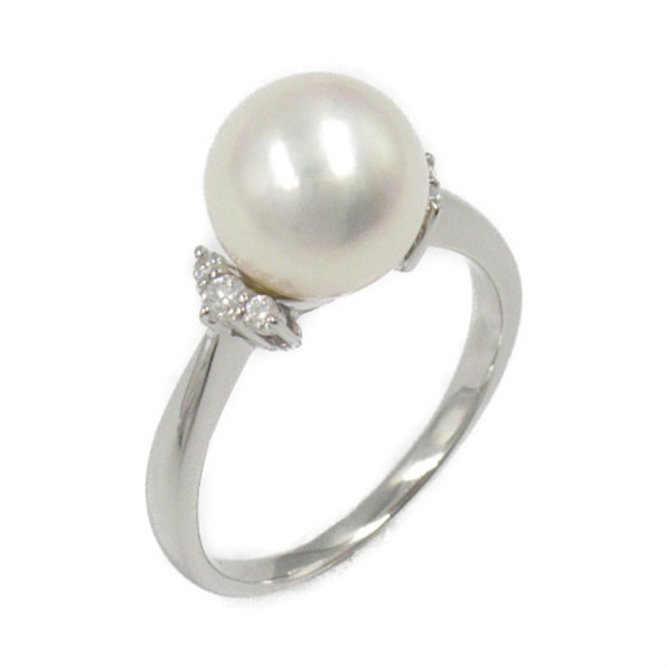 JEWELRY Diamond Ring Pt900 Platinum Clear Pearl White Used US size #6.5