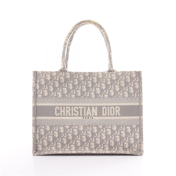 Christian Dior BOOK TOTE Medium Bag canvas Gray White Used