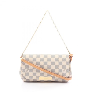 LOUIS VUITTON Favorite PM Hand bag N41277 Damier Azur canvas leather White Used