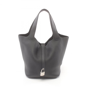 HERMES Picotin Lock MM Hand bag A Taurillon Clemence Black Used SHW