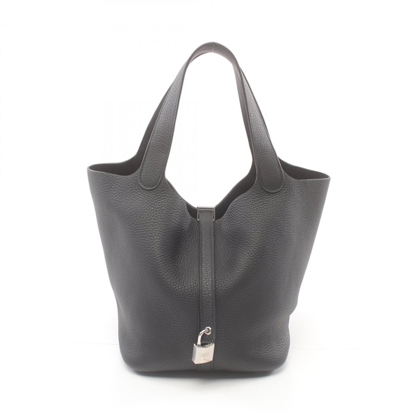 HERMES Picotin Lock MM Hand bag A Taurillon Clemence Black Used SHW
