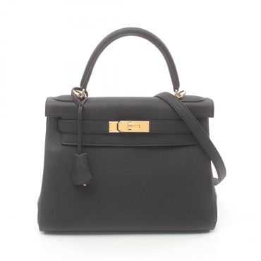 HERMES Kelly 28 2way shoulder Hand bag W 027630CC Togo leathe Black GHW Used