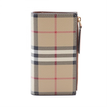 BURBERRY Bi-fold long wallet Purse 8079203 canvas Beige Multicolor NEW Women