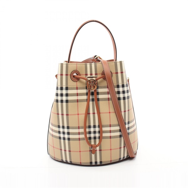 BURBERRY Small TB Bucket Vintage Check Hand bag 8096289 canvas leather Beige 1