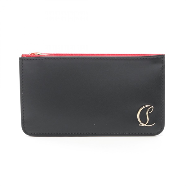 Christian Louboutin LOUBI54 ZIPPED CARD HOLDER A 3235111CM6S leather Black NEW