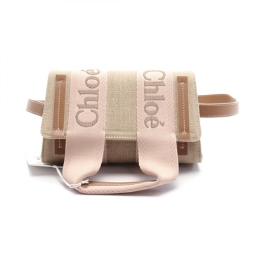 Chloe WOODY Waist bag CHC24AS681L17 canvas leather Beige Pink NEW Women