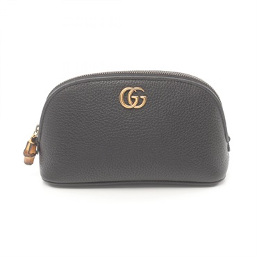 GUCCI Double G Pouch 772783AABXM1000 leather Black NEW Women