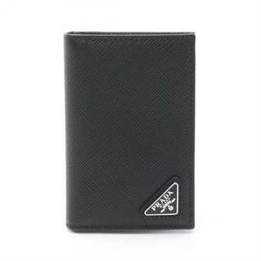 PRADA SAFFIANO TRIANG Card Holder 2MC101QHHF0002 leather Black NEW mens