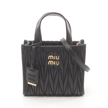 Miu Miu MATELASSE 2wau Handbag 5BA277 leather Black NEW Women shoulder GHW