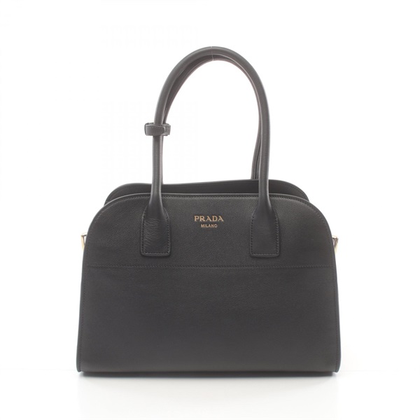 PRADA SOFT GLAIN Medium Tote Bag 1BG538 leather Black NEW Women