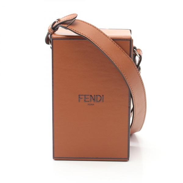 FENDI box crossbody Shoulder Bag 7VA519 leather Brown Used Women logo