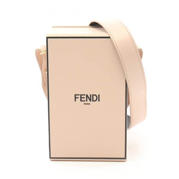 FENDI box Shoulder crossbody Bag 8BT339 leather Pink Used Women logo