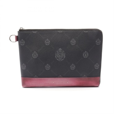 Berluti NINO business clutch bag PVC coated canvas leather Black Pink Used mens