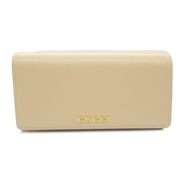 GUCCI ZIP purse Bifold wallet long purse 772638 Calfskin Light Beige Used