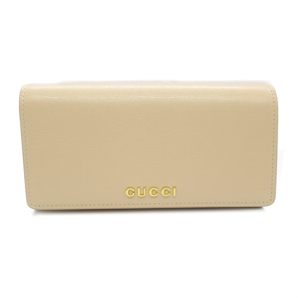 GUCCI ZIP purse Bifold wallet long purse 772638 Calfskin Light Beige Used