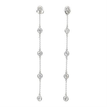 TIFFANY＆CO By the Yard Swing Drop Pierced Earrings Pt950 Platinum Diamond Used