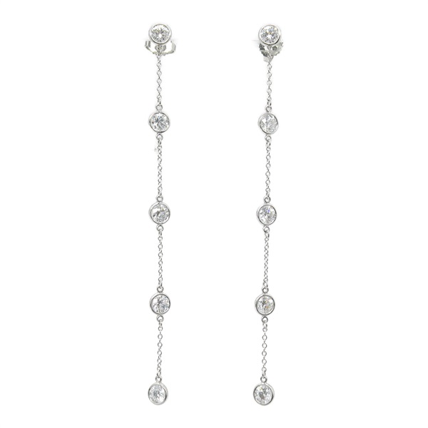 TIFFANY＆CO By the Yard Swing Drop Pierced Earrings Pt950 Platinum Diamond Used