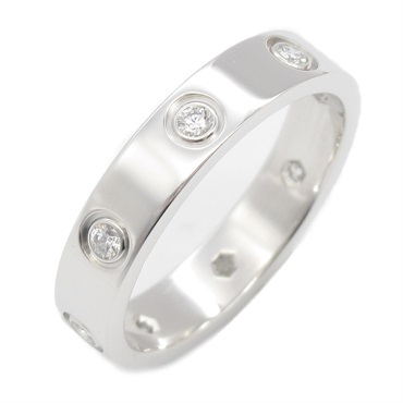 CARTIER mini love full diamond Ring K18 WG White Gold Clear Used #53