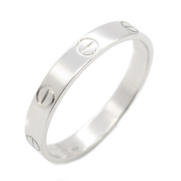 CARTIER mini love Ring K18 WG White Gold Silver Used #63