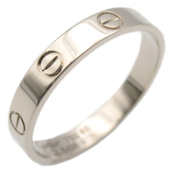 CARTIER mini love ring #8.75 US size #60 K18 White Gold Used