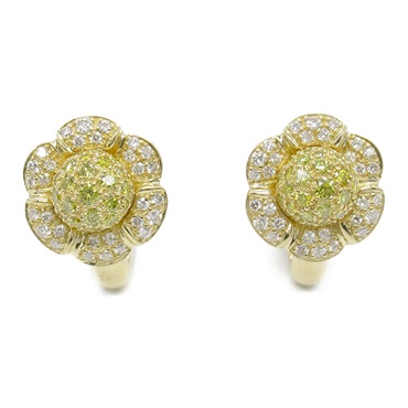 JEWELRY Diamond Earrings K18 YG Yellow Gold Clear Used