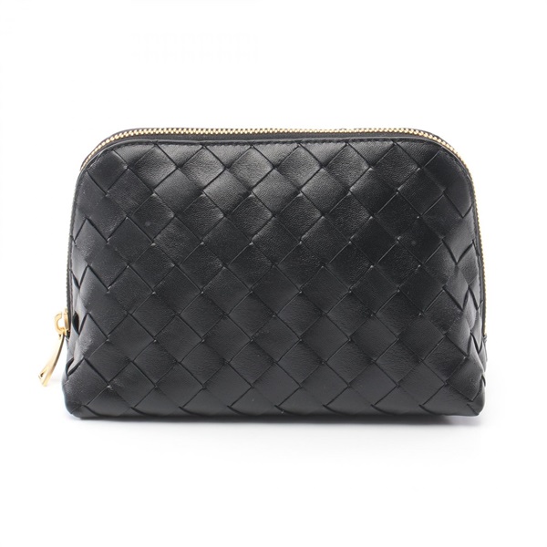 BOTTEGA VENETA Intrecciato Beauty Pouch 785976V3IV08425 leather Black NEW Women